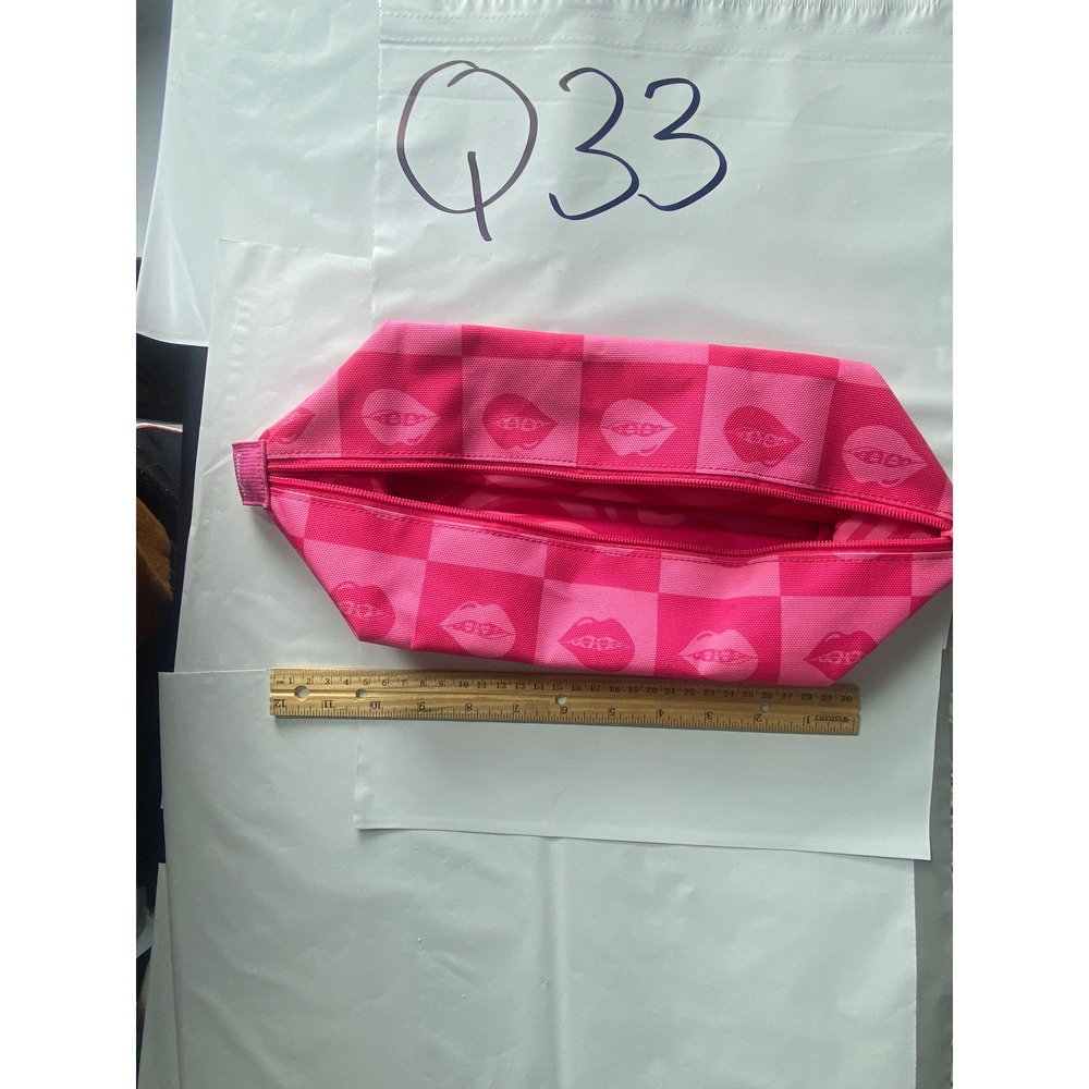 Pink Lip Print Cosmetic Bag Pouch Zipper Travel Makeup Organizer